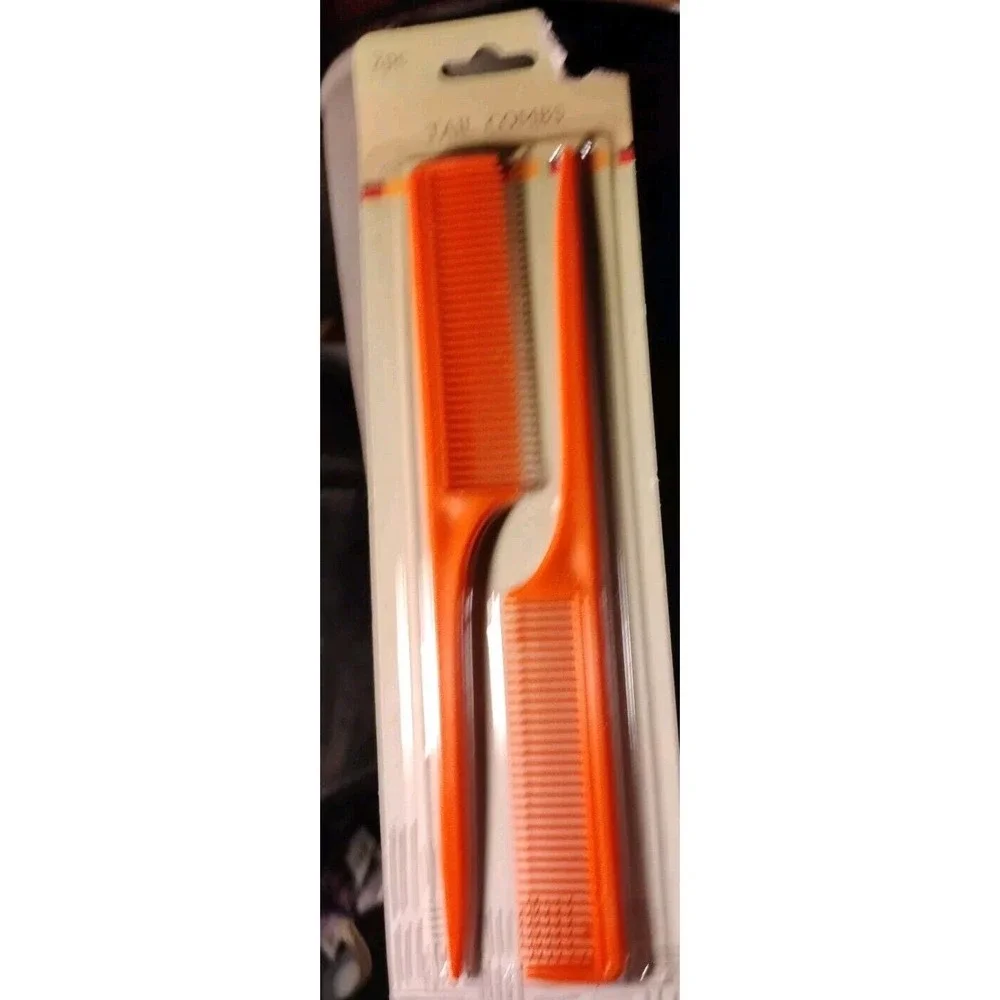 Retro Tail Combs 2 Pack Hair Teaser Rattail Rat Tail ‎ Burnt Orange  8